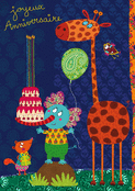 Joyeux anniversaire avec la giraffe et l'&eacute;l&eacute;phant